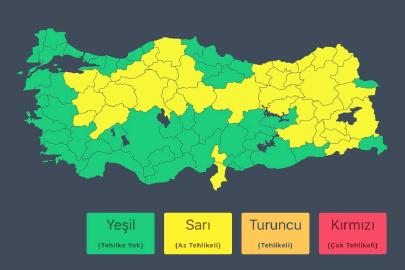 İçişleri Bakanlığından "sarı" kodlu kuvvetli yağış uyarısı