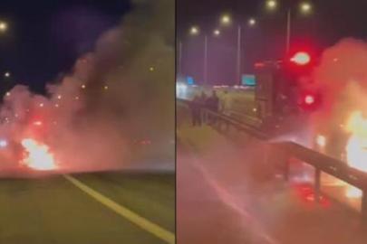 Seyir halindeki otomobil küle döndü! Sürücü canını zor kurtardı